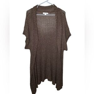 Coldwater Creek Linen Knit Winter Cardigan Brown Plus Size 2x